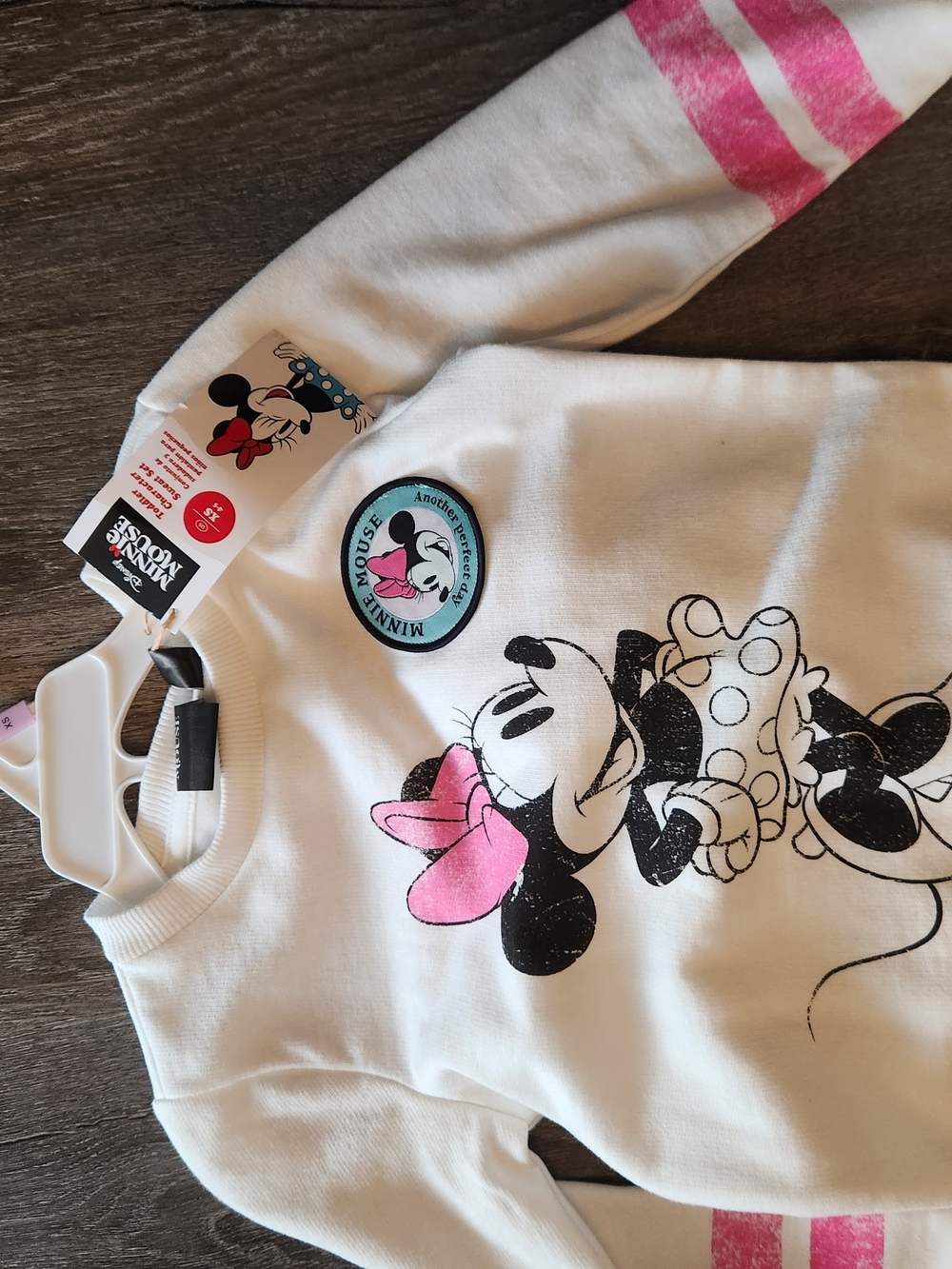 Disney Girls' Minnie Mouse White & Pink Pullover Top And Bottom Set NWT Xs 4/5